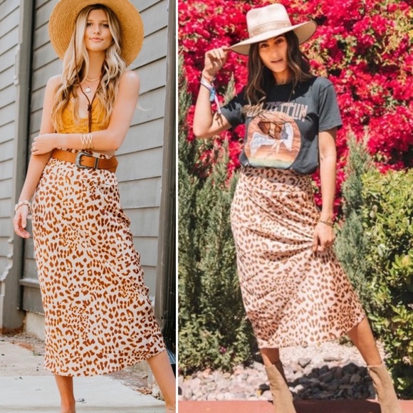 free people normani leopard skirt